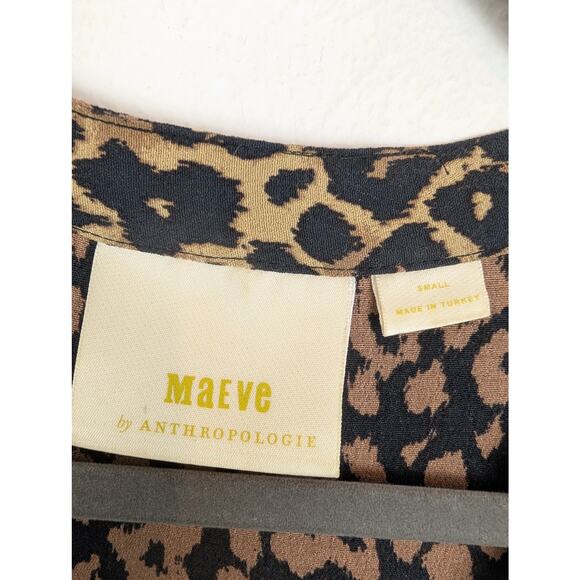 Anthropologie Maeve Juno Dress Animal Leopard Print Chic Boho Black Tan Size S - Picture 10 of 13